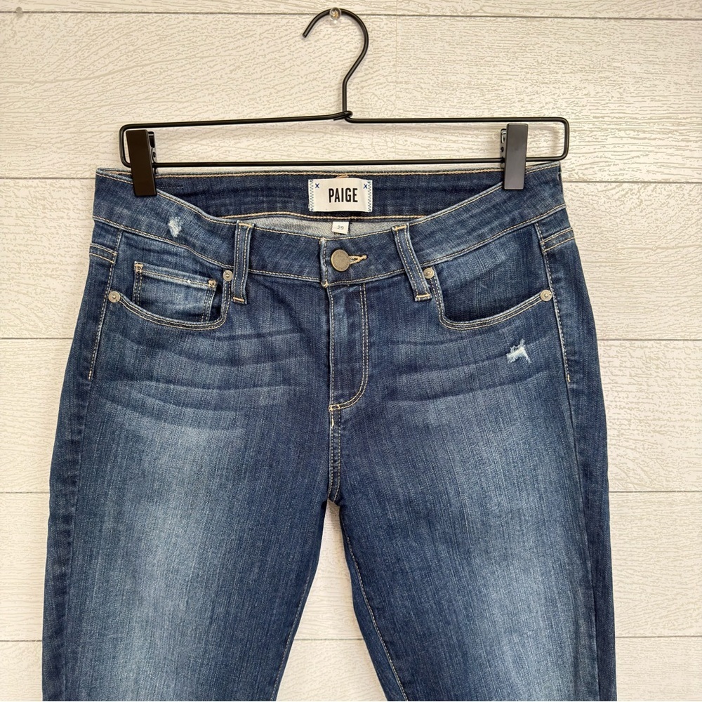 PAIGE Verdugo Ultra Skinny Jeans Ripped Knees Medium Wash Y2K Aesthetic Sz 29 - Picture 2 of 12
